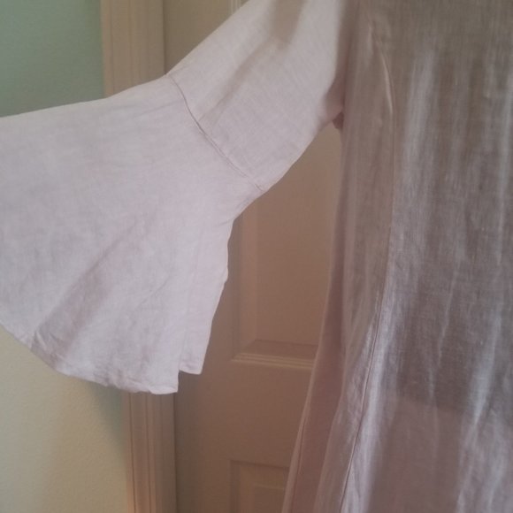 LUNGO L'ARNO Linen Swing Dress with Bell Sleeves - Picture 5 of 11